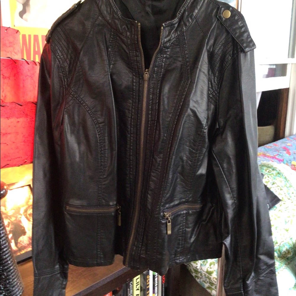 Black Motorcycle Jacket faux leather